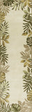 8' Ivory And Green Wool Botanical Leaves Hand Tufted Runner Rug