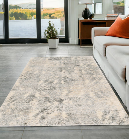 5' X 8' Ivory And Gray Diamond Area Rug
