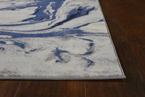 5' X 8' Blue Gray And Ivory Abstract Area Rug