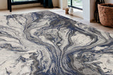 5' X 8' Blue And Gray Abstract Area Rug