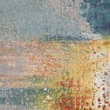 5' X 8' Blue Rust And Orange Abstract Area Rug