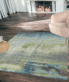 5' X 8' Blue And Green Abstract Area Rug