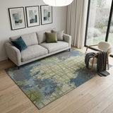 5' X 8' Blue And Green Abstract Area Rug