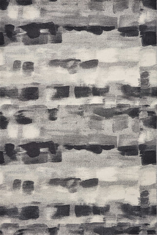 5' X 8' Gray Black And Ivory Abstract Area Rug