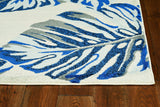 5' X 8' Gray And Blue Botanical Leaves Area Rug
