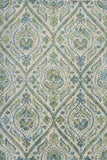 5' X 8' Green Ivory And Teal Medallion Area Rug