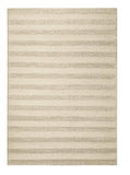 3' X 5' Ivory And White New Zealand Lambs Wool Striped Hand Woven Area Rug