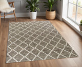 3' X 5' Dark Gray And Ivory New Zealand Lambs Wool Diamond Hand Woven Area Rug