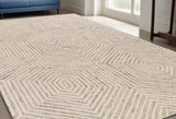 5' X 7' Sand And Beige Wool Geometric Hand Tufted Area Rug