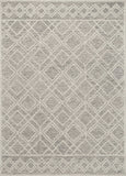 5' X 7' Sand Beige And Ivory Wool Geometric Hand Hooked Area Rug