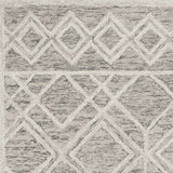 5' X 7' Sand Beige And Ivory Wool Geometric Hand Hooked Area Rug