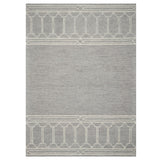5' X 7' Gray And Ivory Wool Geometric Hand Hooked Area Rug