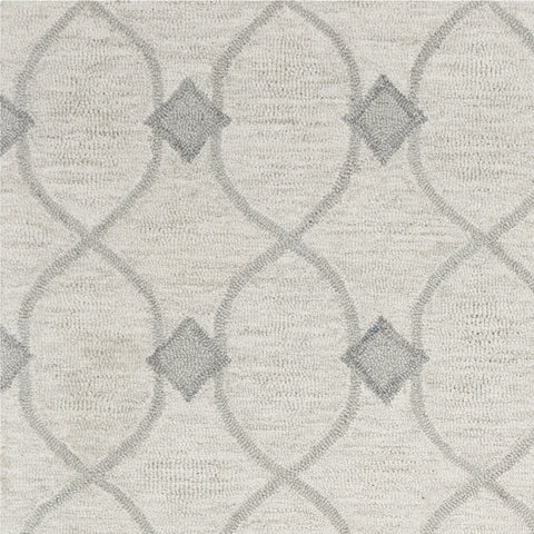 5' X 7' Ivory And Gray Wool Ogee Hand Tufted Area Rug