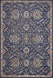 5' X 8' Royal Blue Gold And Gray Medallion Area Rug