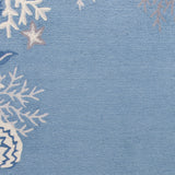 5' X 8' Sea Blue Hand Hooked Bordered Coral Reef Indoor Area Rug