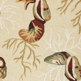 5' X 7' Beige And Brown Seashell and Coral Hand Hooked Area Rug