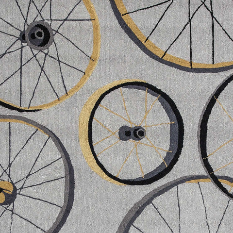 5' X 8' Gray Black And Yellow Abstract Geometric Hand Hooked Area Rug