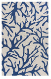 5' X 7' Ivory And Blue Coral Hand Hooked Area Rug