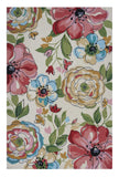 5' X 8' Sand Beige And Red Floral Hand Hooked Area Rug