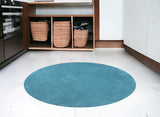 6' Blue Hand Woven Round Rug