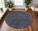 6' Black And White Hand Woven Round Rug