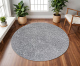 6' Gray Hand Woven Round Rug