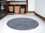 6' Indigo And Ivory Abstract Hand Woven Round Rug