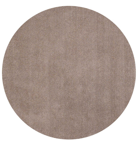 6' Beige Shag Hand Woven Round Rug
