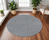 6' Gray Hand Woven Round Rug