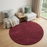 6' Round  Polyester Red Area Rug