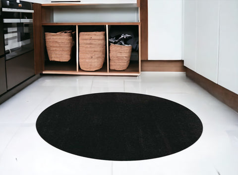 6' Espresso Shag Hand Woven Round Rug