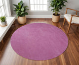 6' Hot Pink Hand Woven Round Rug