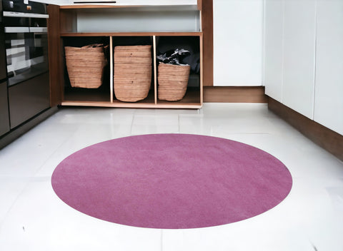 6' Hot Pink Hand Woven Round Rug