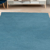 5' X 7' Blue Shag Hand Woven Area Rug