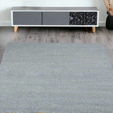 5' X 7' Blue Shag Hand Woven Area Rug