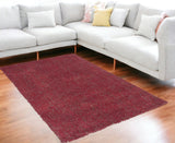 5' X 7' Red Shag Hand Woven Area Rug