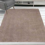 5' X 7' Beige Shag Hand Woven Area Rug
