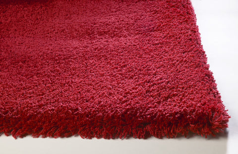 5' X 7' Red Shag Hand Woven Area Rug