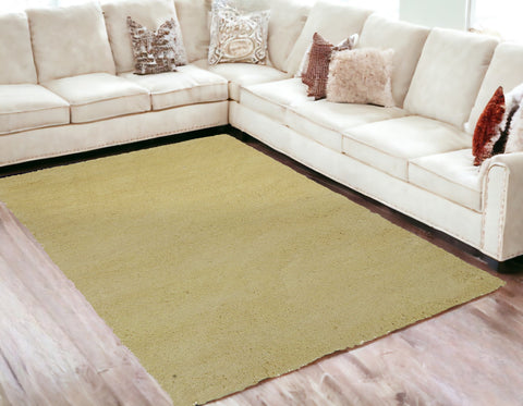 5' X 7' Canary Yellow Shag Hand Woven Area Rug