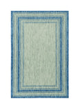 8' X 11' Blue And Gray Striped Indoor Outdoor Area Rug