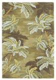 4' X 6' Moss Green And Yellow Wool Tropical Botanical Hand Tufted Area Rug
