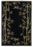 4' X 6' Black Green And Brown Wool Tropical Botanical Hand Tufted Area Rug