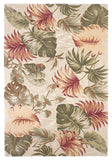 3' X 5' Beige Green And Pink Wool Botanical Leaves Hand Tufted Area Rug