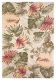 3' X 5' Beige Green And Pink Wool Botanical Leaves Hand Tufted Area Rug