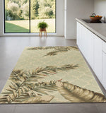 4' X 6' Sage Taupe And Green Wool Tropical Botanical Hand Tufted Area Rug