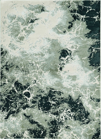5' X 8' Silver And Black Abstract Area Rug