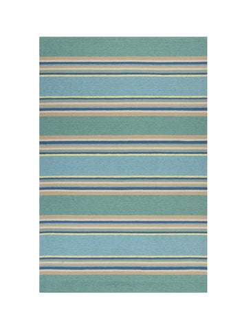 5' X 8' Blue Striped Indoor Outdoor Area Rug
