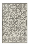5' X 8' Gray And Ivory Damask Indoor Outdoor Area Rug