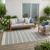 5' X 7' Ivory And Blue Abstract Handmade Indoor Outdoor Area Rug