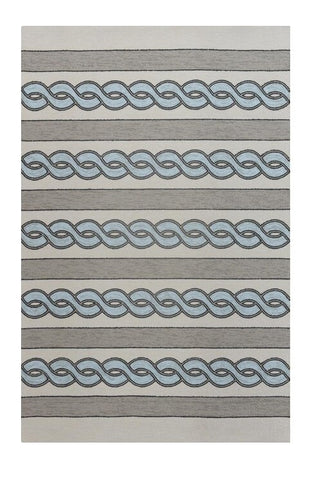 5' X 7' Ivory And Blue Abstract Handmade Indoor Outdoor Area Rug